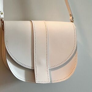 White Genuine Leather Crossbody Purse